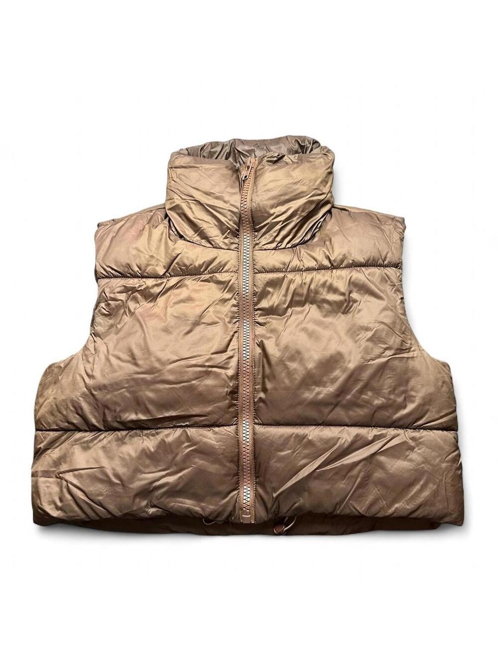 Brown Quilted Puffer Vest Size S